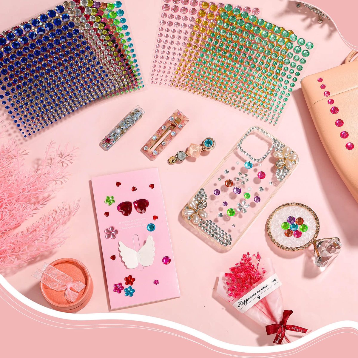 Tidponra 4170 Pcs Self Adhesive Rhinestone Gem Stickers – 6 Sizes, 15 Colors for Hair, Face, Body, DIY Crafts & Card Decorations - görsel 13