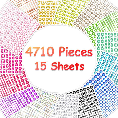 Tidponra 4170 Pcs Self Adhesive Rhinestone Gem Stickers – 6 Sizes, 15 Colors for Hair, Face, Body, DIY Crafts & Card Decorations