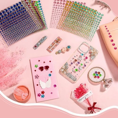 Tidponra 4170 Pcs Self Adhesive Rhinestone Gem Stickers – 6 Sizes, 15 Colors for Hair, Face, Body, DIY Crafts & Card Decorations