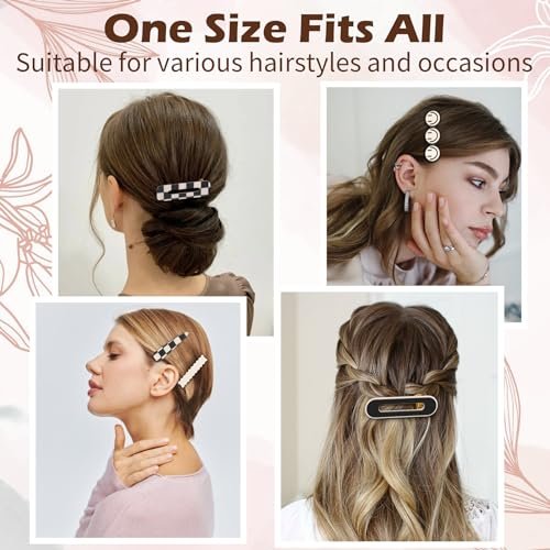 Gingbiss 18 Pcs Hair Clips for Women Girls - Black White Checker Cute Hair Barrettes with Storage Box, No Bend Korean Styling Minimalist Hair Accessories - görsel 12