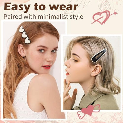 Gingbiss 18 Pcs Hair Clips for Women Girls - Black White Checker Cute Hair Barrettes with Storage Box, No Bend Korean Styling Minimalist Hair Accessories