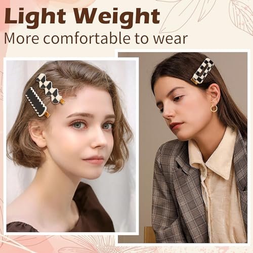 Gingbiss 18 Pcs Hair Clips for Women Girls - Black White Checker Cute Hair Barrettes with Storage Box, No Bend Korean Styling Minimalist Hair Accessories - görsel 8