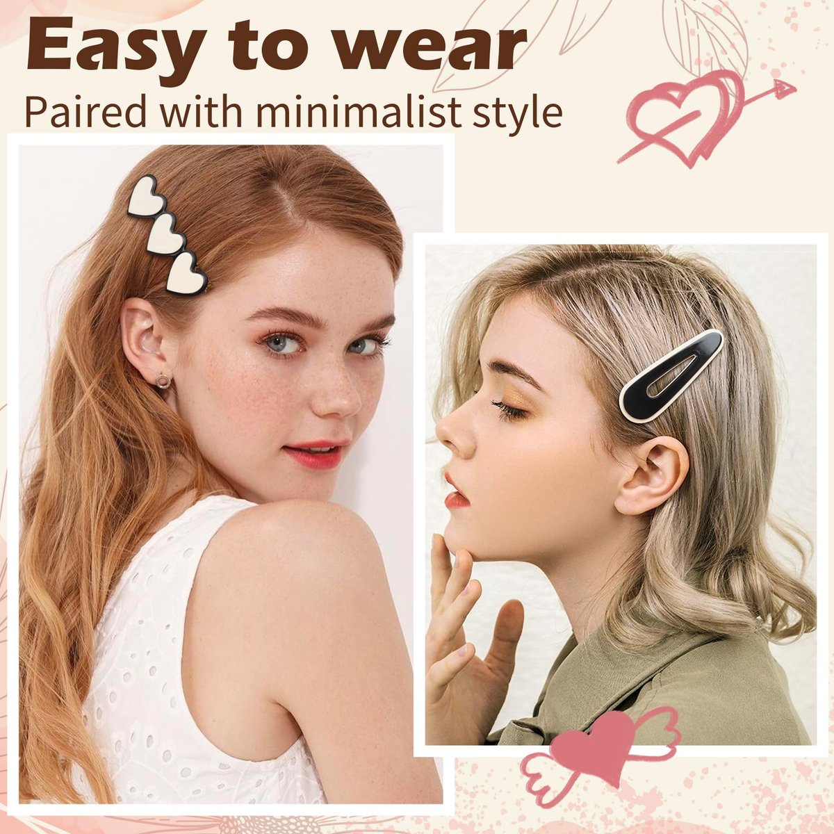 Gingbiss 18 Pcs Hair Clips for Women Girls - Black White Checker Cute Hair Barrettes with Storage Box, No Bend Korean Styling Minimalist Hair Accessories - görsel 9