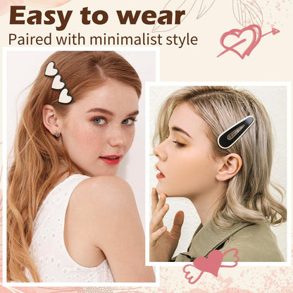 Gingbiss 18 Pcs Hair Clips for Women Girls - Black White Checker Cute Hair Barrettes with Storage Box, No Bend Korean Styling Minimalist Hair Accessories