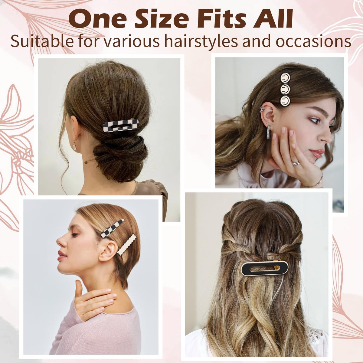Gingbiss 18 Pcs Hair Clips for Women Girls - Black White Checker Cute Hair Barrettes with Storage Box, No Bend Korean Styling Minimalist Hair Accessories - görsel 11
