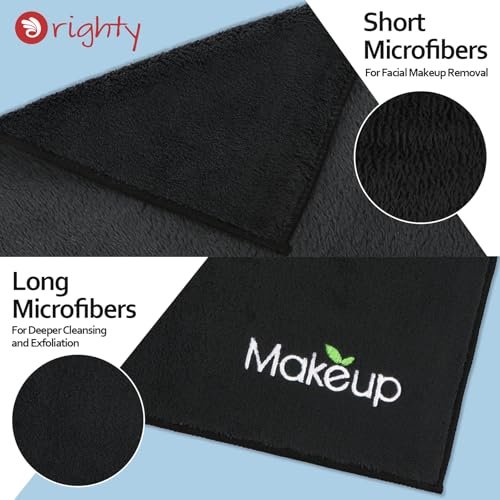 Orighty 6 Pack Premium Makeup Remover Wash Cloths - Super Soft, Quick Dry Microfiber Coral Fleece Face Towels for Cleansing, 13 x 13 Inch, Black - görsel 6