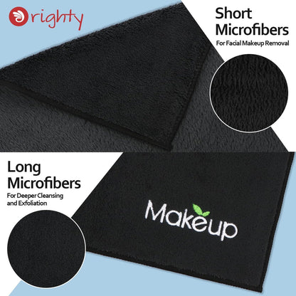 Orighty 6 Pack Premium Makeup Remover Wash Cloths - Super Soft, Quick Dry Microfiber Coral Fleece Face Towels for Cleansing, 13 x 13 Inch, Black
