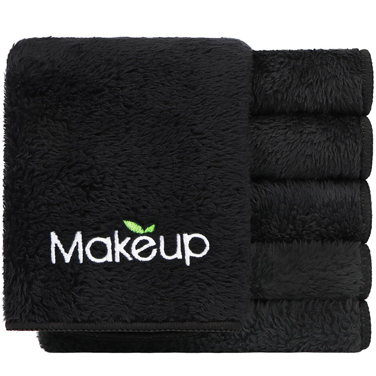 Orighty 6 Pack Premium Makeup Remover Wash Cloths - Super Soft, Quick Dry Microfiber Coral Fleece Face Towels for Cleansing, 13 x 13 Inch, Black - görsel 1
