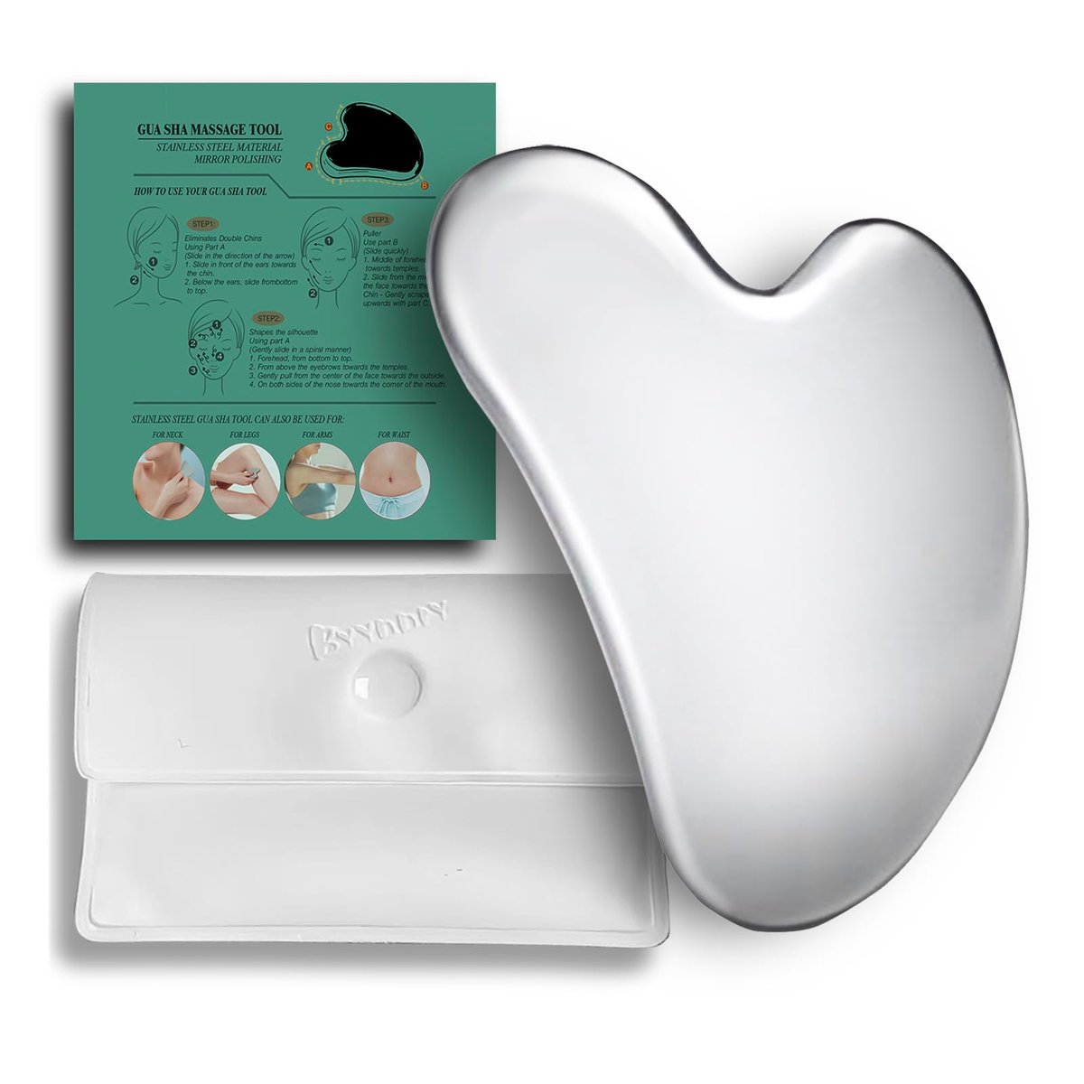 BYYDDIY Spherical Surface Stainless Steel Gua Sha Facial Tool – Tighten Skin, Reduce Wrinkles, Body & Eye Massager (Silver) - görsel 1