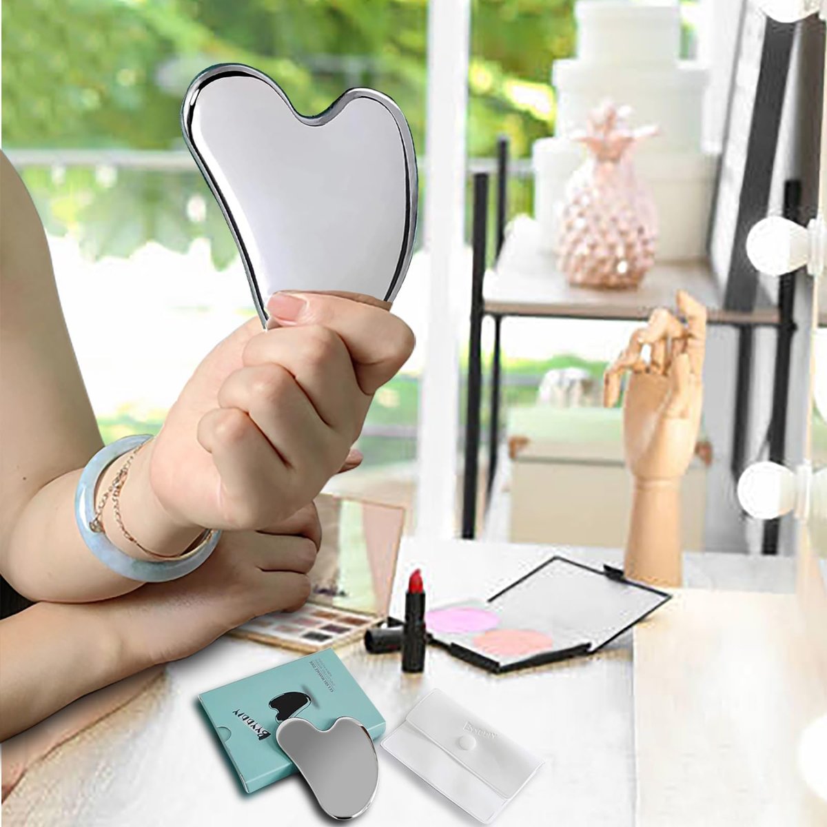 BYYDDIY Spherical Surface Stainless Steel Gua Sha Facial Tool – Tighten Skin, Reduce Wrinkles, Body & Eye Massager (Silver) - görsel 9