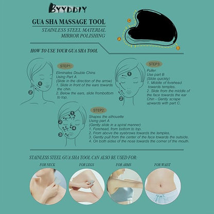 BYYDDIY Spherical Surface Stainless Steel Gua Sha Facial Tool – Tighten Skin, Reduce Wrinkles, Body & Eye Massager (Silver)
