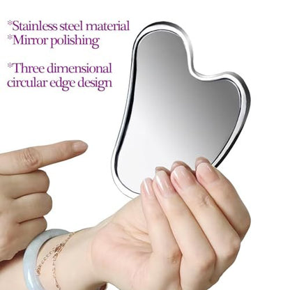 BYYDDIY Spherical Surface Stainless Steel Gua Sha Facial Tool – Tighten Skin, Reduce Wrinkles, Body & Eye Massager (Silver)