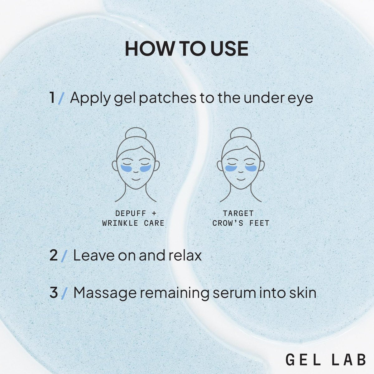 Gel Lab REGLOW Hyaluronic Acid & Caffeine Korean Skincare Eye Patches - Hydrating Under Eye Mask for Puffy Eyes, Dark Circles, and Wrinkles (60 Patches) Avelisse