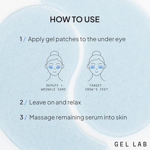 Gel Lab REGLOW Hyaluronic Acid & Caffeine Korean Skincare Eye Patches - Hydrating Under Eye Mask for Puffy Eyes, Dark Circles, and Wrinkles (60 Patches) Avelisse