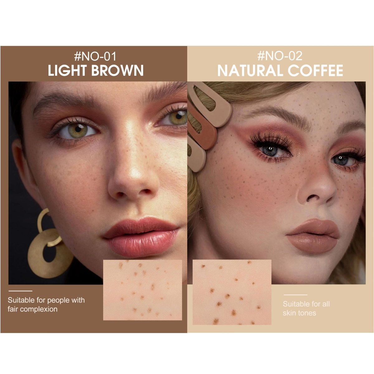 YEOSMINE Freckle Pen 2PCS Waterproof Natural Lifelike Faux Freckle Makeup Pen - Brown, Longlasting Soft Small Dot Pen for Effortless Sunkissed Skin - görsel 3