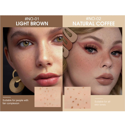 YEOSMINE Freckle Pen 2PCS Waterproof Natural Lifelike Faux Freckle Makeup Pen - Brown, Longlasting Soft Small Dot Pen for Effortless Sunkissed Skin