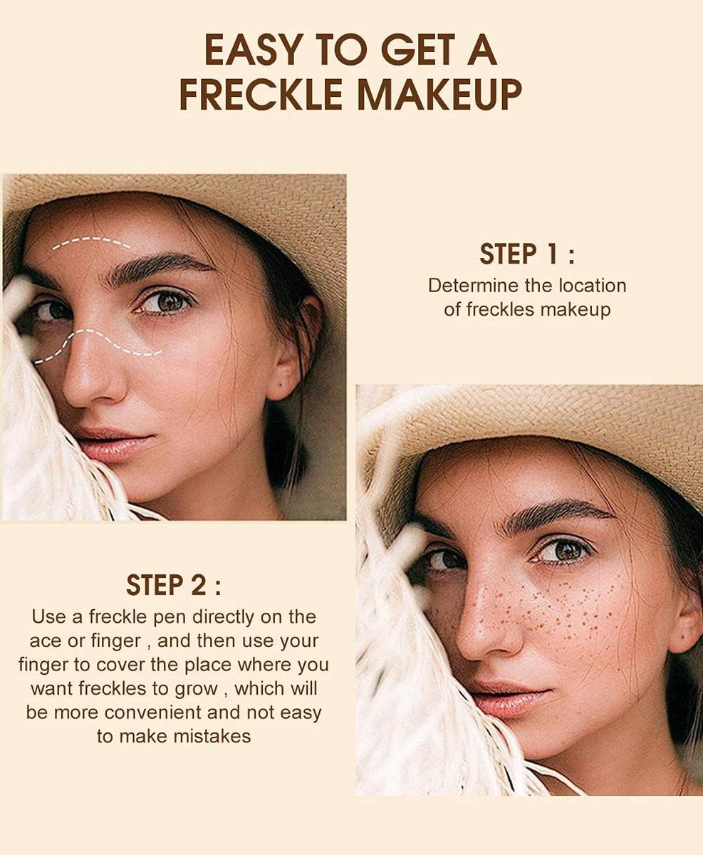 YEOSMINE Freckle Pen 2PCS Waterproof Natural Lifelike Faux Freckle Makeup Pen - Brown, Longlasting Soft Small Dot Pen for Effortless Sunkissed Skin - görsel 7