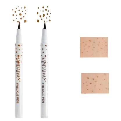 YEOSMINE Freckle Pen 2PCS Waterproof Natural Lifelike Faux Freckle Makeup Pen - Brown, Longlasting Soft Small Dot Pen for Effortless Sunkissed Skin