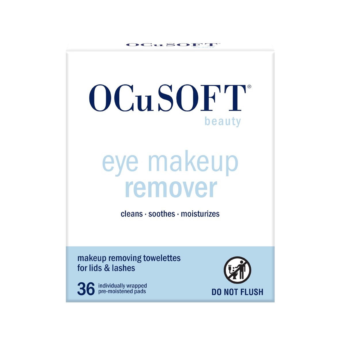OCuSOFT Beauty Eye Makeup Remover - Individually Wrapped Makeup Removing Towelettes for Face, Lids, and Lashes, 36 Count - görsel 1