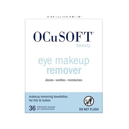 OCuSOFT Beauty Eye Makeup Remover - Individually Wrapped Makeup Removing Towelettes for Face, Lids, and Lashes, 36 Count