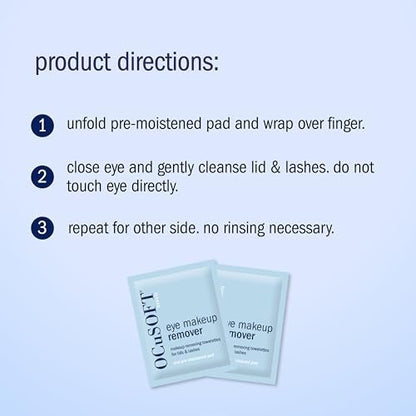 OCuSOFT Beauty Eye Makeup Remover - Individually Wrapped Makeup Removing Towelettes for Face, Lids, and Lashes, 36 Count