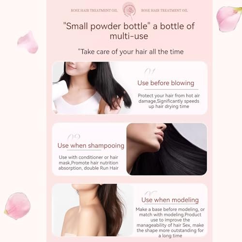 CLY AMS Hair Perfume Oil – Rose Scented Hair Treatment for Smooth, Shiny, Split-Free Hair, Ideal for Frizzy & Damaged Hair (1.41 Fl Oz) - görsel 14