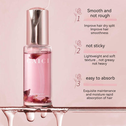 CLY AMS Hair Perfume Oil – Rose Scented Hair Treatment for Smooth, Shiny, Split-Free Hair, Ideal for Frizzy & Damaged Hair (1.41 Fl Oz)