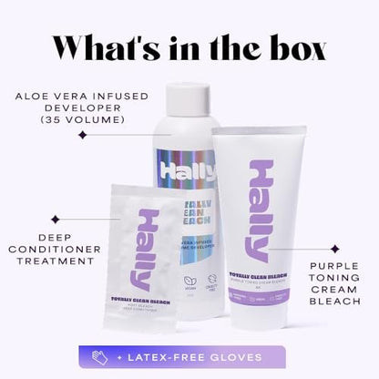 Hally Gentle Hair Bleach Kit – Ammonia Free Hair Lightener with Conditioning System | Gentle Lift Up to 8 Levels | Vegan, No PPD, No Resorcinol | Salon-Inspired At-Home Totally Clean Bleach Avelisse