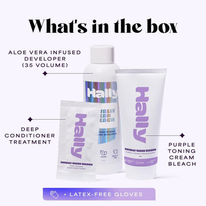 Hally Gentle Hair Bleach Kit – Ammonia Free Hair Lightener with Conditioning System | Gentle Lift Up to 8 Levels | Vegan, No PPD, No Resorcinol | Salon-Inspired At-Home Totally Clean Bleach Avelisse