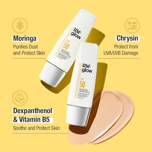 GANGNAM GLOW Day Shield Perfect Sunscreen SPF 50 - Tinted Mineral Sunscreen with Zinc Oxide, Sheer Moisturizer for Face, Broad Spectrum, Korean Skincare, 1.69 fl oz Avelisse