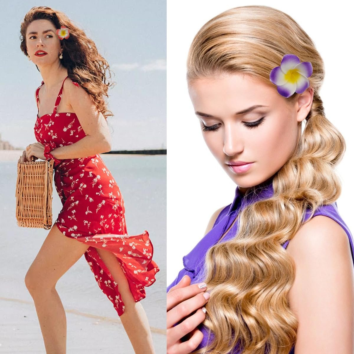 ROYHOO 40-Piece Frangipani Artificial Foam Hair Clips – Tropical Wedding & Luau Party Decorations (Multicolor) Avelisse
