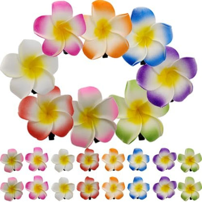 ROYHOO 40-Piece Frangipani Artificial Foam Hair Clips – Tropical Wedding & Luau Party Decorations (Multicolor) Avelisse
