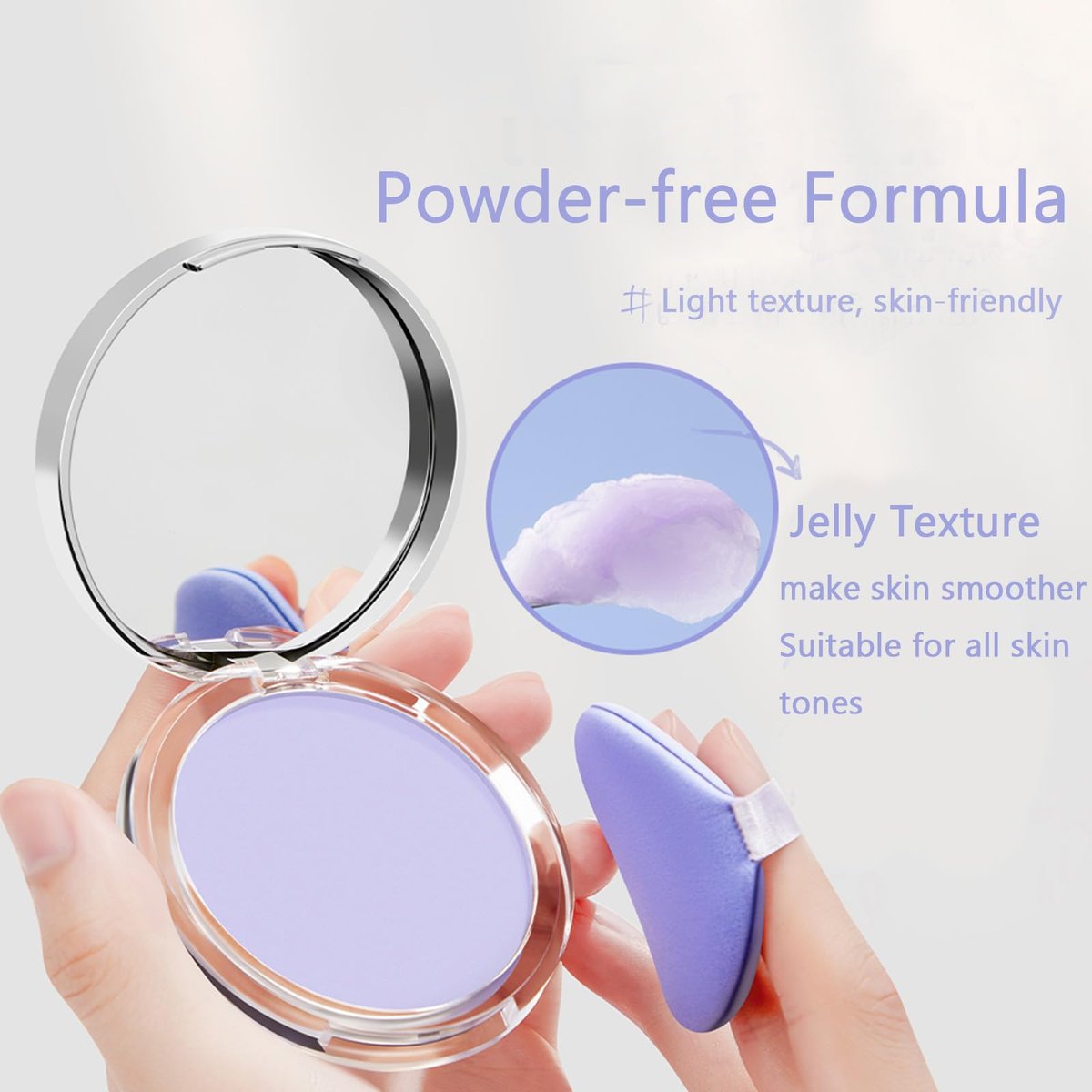 Matte Foundation Powder - Jelly Setting Powder with Mini Puff, Oil Control Face Pressed Powder for Long-Lasting Silky Blurring Waterproof Makeup - görsel 3
