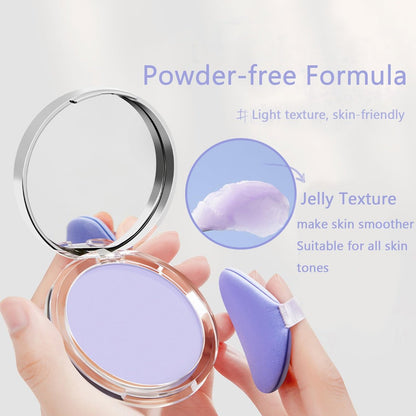 Matte Foundation Powder - Jelly Setting Powder with Mini Puff, Oil Control Face Pressed Powder for Long-Lasting Silky Blurring Waterproof Makeup