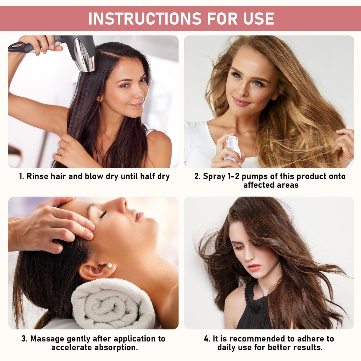 Daioai 2-Pack Natural Rice Water Hair Growth Spray for Thinning Hair - 1.69 Fl Oz Each Avelisse