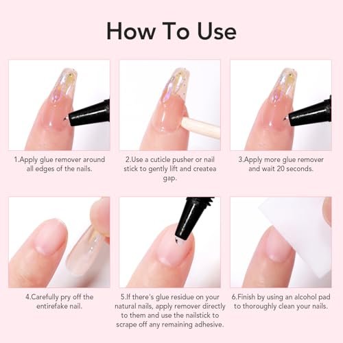 Curvlife 2pcs 10g Semi-Solid Glue Gel and 20ml Pinpoint Glue Remover Kit for Press on Nails - Quick Dry No UV Lamp Needed, Gentle Non-Acetone Remover, Valentine's Day Gifts Avelisse