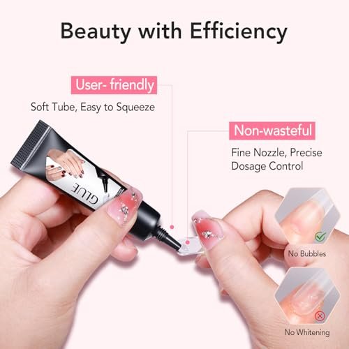 Curvlife Quick Drying 10g Semi Solid Nail Glue + 10ml Remover for Press On Nails – No UV Lamp Needed, Long Lasting Fake Acrylic Nails Kit Gel Avelisse
