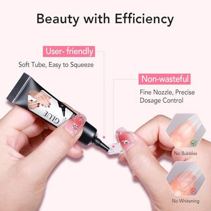 Curvlife Quick Drying 10g Semi Solid Nail Glue + 10ml Remover for Press On Nails – No UV Lamp Needed, Long Lasting Fake Acrylic Nails Kit Gel Avelisse
