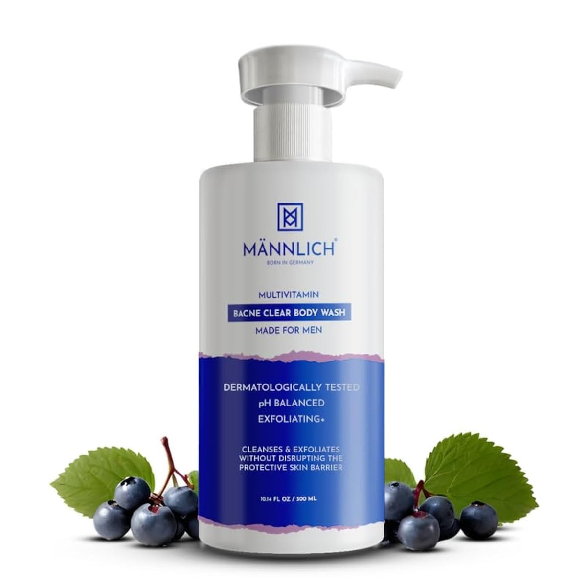 Mannlich 2% Salicylic Acid Body Acne Wash for Men - Bacne Clear Body Wash with 3% Niacinamide, Exfoliating Shower Gel, 10.58 oz - görsel 2