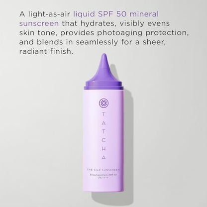 TATCHA The Silk Sunscreen Broad Spectrum SPF 50 PA++++ Weightless Hydrating Mineral Sunscreen 50 ml Avelisse