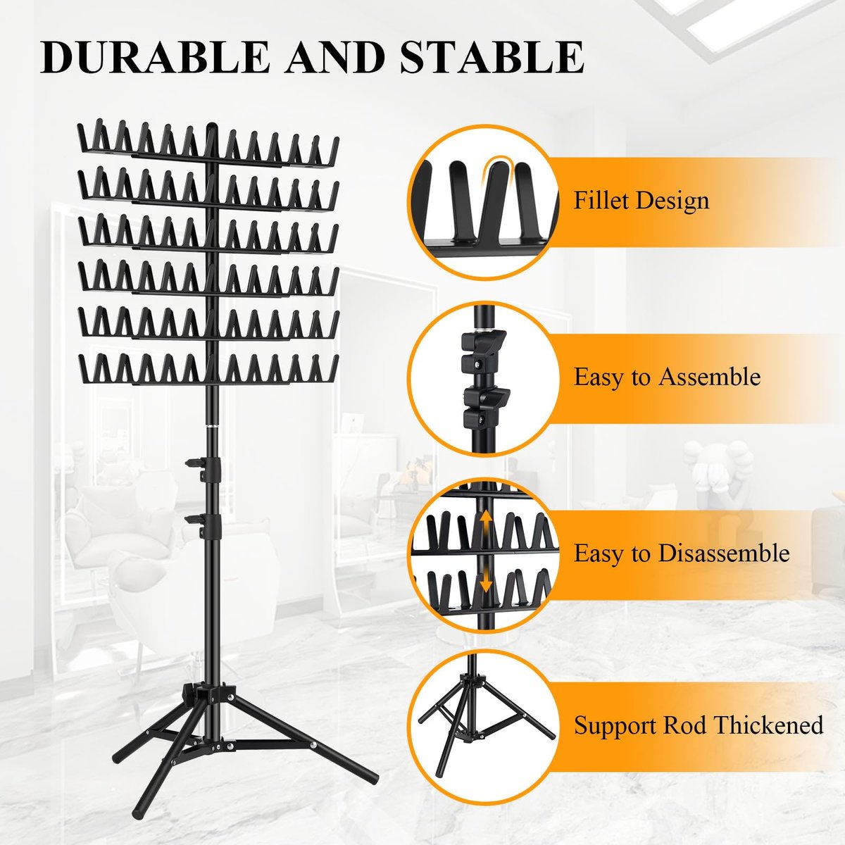 JANMPASK Braiding Hair Rack Height Adjustable 144 Pegs - Braiding Rack Hair Extension Holder with Hair Braiding Tools Hair Divider Rack for Braiding Hair Separator Stand (Black) Avelisse