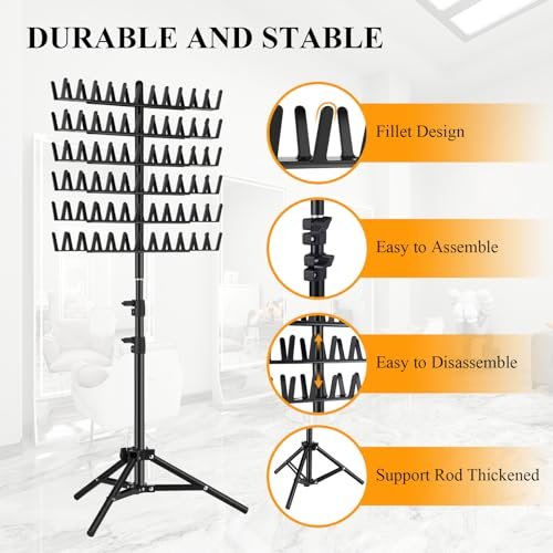 JANMPASK Braiding Hair Rack Height Adjustable 144 Pegs - Braiding Rack Hair Extension Holder with Hair Braiding Tools Hair Divider Rack for Braiding Hair Separator Stand (Black) Avelisse
