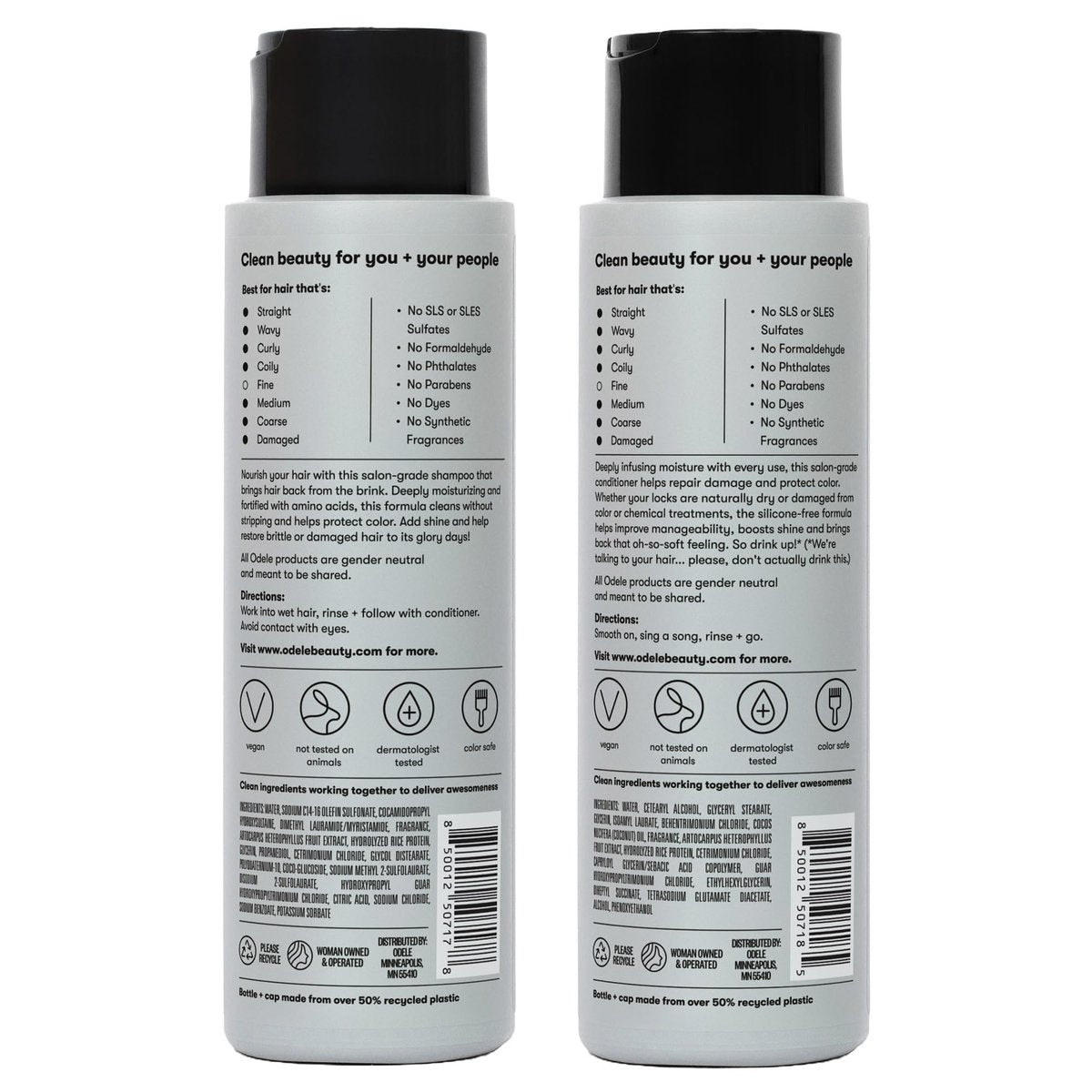 Odele Moisture Repair Sulfate-Free Shampoo & Conditioner Set – Intense Hydration for Dry or Damaged Hair, 13 Fl Oz Each (2-Pack) Avelisse