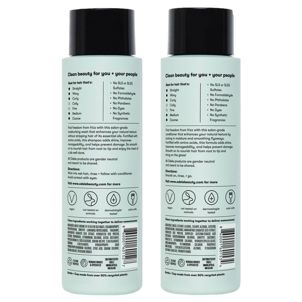 Odele Smoothing Sulfate-Free Shampoo & Conditioner Set for Frizz Control & Shine, 13 Fl Oz Each (2-Pack) Avelisse