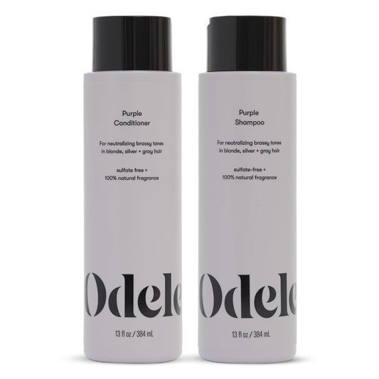 Odele Sulfate-Free Purple Shampoo & Conditioner Set for Blonde, Silver & Gray Hair - 13 Fl Oz Each (2-Pack) - Neutralizes Brassy Tones Avelisse