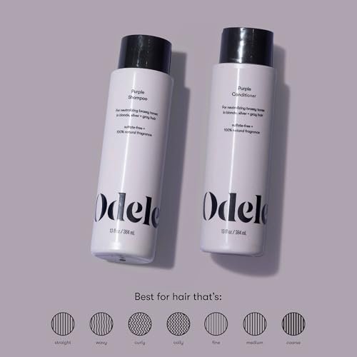 Odele Sulfate-Free Purple Shampoo & Conditioner Set for Blonde, Silver & Gray Hair - 13 Fl Oz Each (2-Pack) - Neutralizes Brassy Tones Avelisse