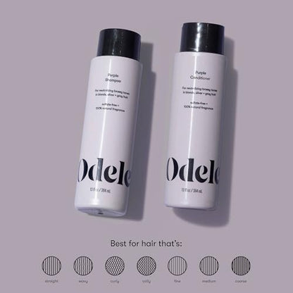 Odele Sulfate-Free Purple Shampoo & Conditioner Set for Blonde, Silver & Gray Hair - 13 Fl Oz Each (2-Pack) - Neutralizes Brassy Tones Avelisse