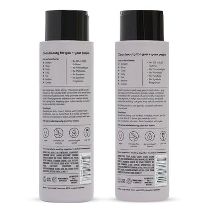 Odele Sulfate-Free Purple Shampoo & Conditioner Set for Blonde, Silver & Gray Hair - 13 Fl Oz Each (2-Pack) - Neutralizes Brassy Tones Avelisse