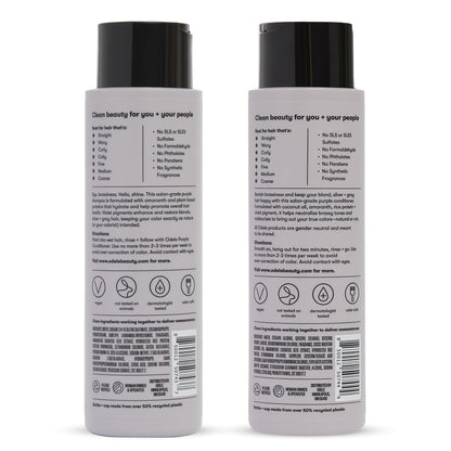 Odele Sulfate-Free Purple Shampoo & Conditioner Set for Blonde, Silver & Gray Hair - 13 Fl Oz Each (2-Pack) - Neutralizes Brassy Tones Avelisse