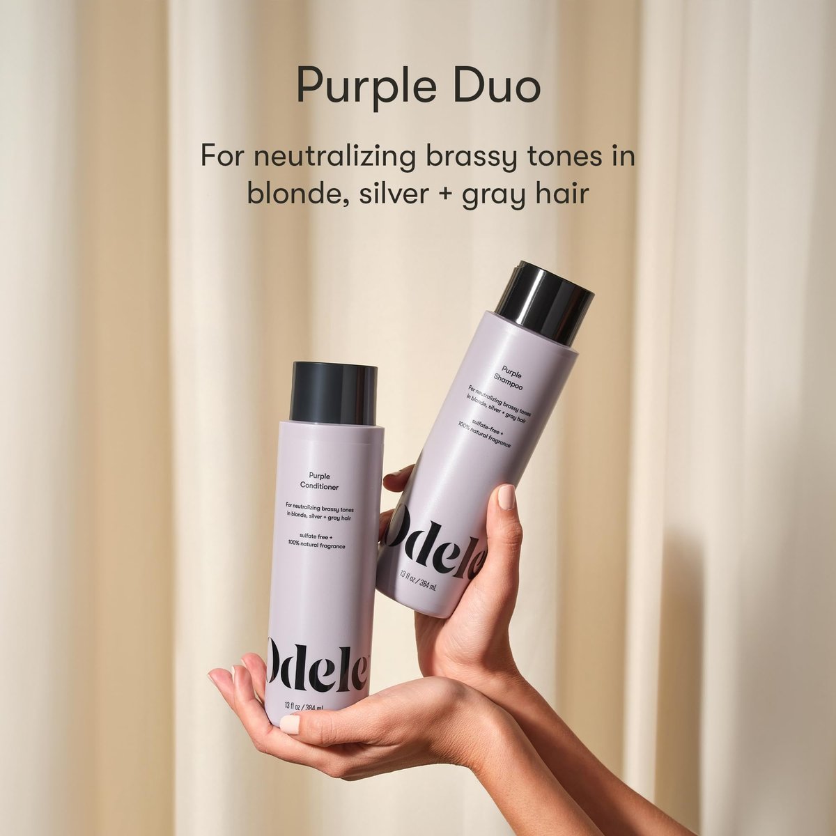 Odele Sulfate-Free Purple Shampoo & Conditioner Set for Blonde, Silver & Gray Hair - 13 Fl Oz Each (2-Pack) - Neutralizes Brassy Tones Avelisse